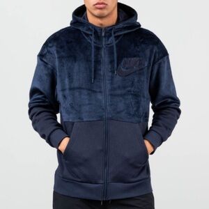 Nike - Fleece and Cotton-Blend Jersey Zip-Up Hoodie - Men - Navy